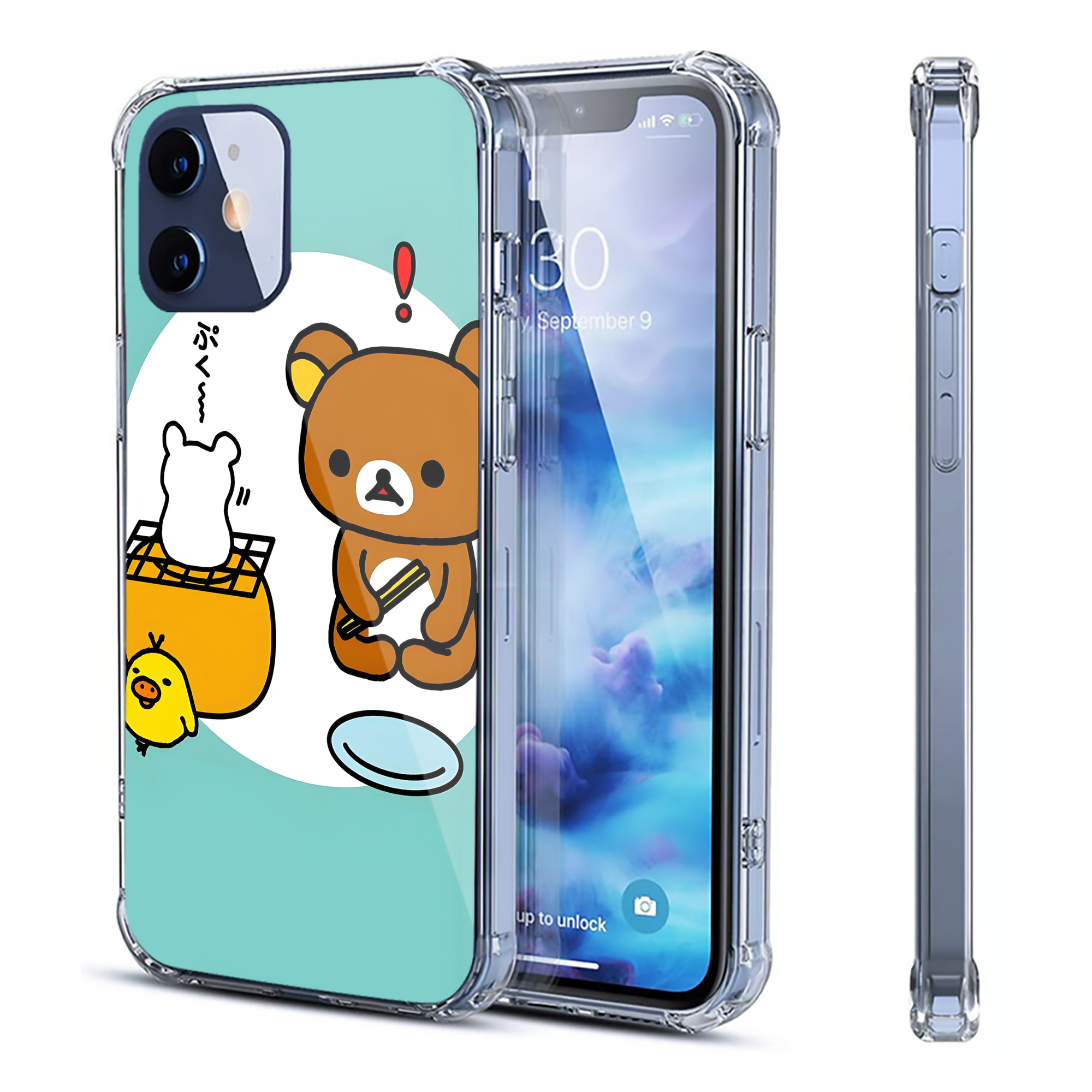 （画像用） リラックマ リラックマ キイロイトリ Rilakkuma Korilakkuma Kiiroitori 【iPhone 12シリーズ対応】透明スマホケース（クリアソフトケース）